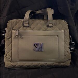 Steve Madden Quilted Laptop Tote Bag – Olive Green – SM Logo – Work/Travel